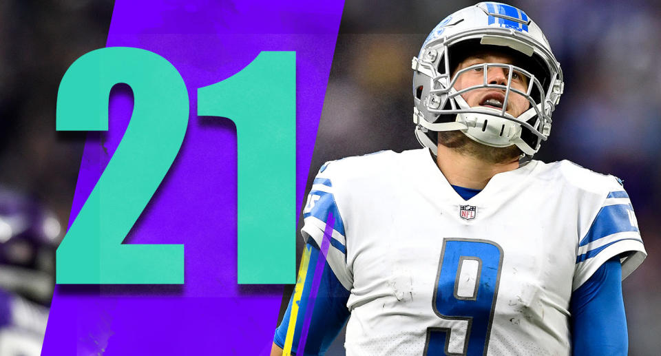 <p>The Lions looked horrendous on offense in their loss to the Vikings on Sunday. They’ve invested too much into the offensive line for it to be giving up 10 sacks. (Matthew Stafford) </p>