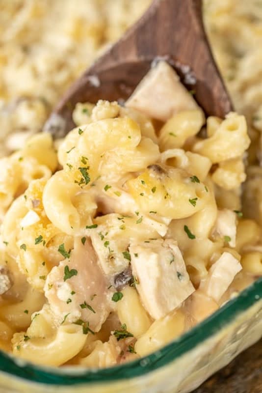 <p>Plain Chicken</p><p>Dump everything in the casserole dish and sit in the fridge overnight.</p><p><strong>Get the recipe: <a href="https://www.plainchicken.com/overnight-chicken-tetrazzini/" rel="nofollow noopener" target="_blank" data-ylk="slk:Overnight Chicken Tetrazzini;elm:context_link;itc:0;sec:content-canvas" class="link ">Overnight Chicken Tetrazzini</a></strong></p>