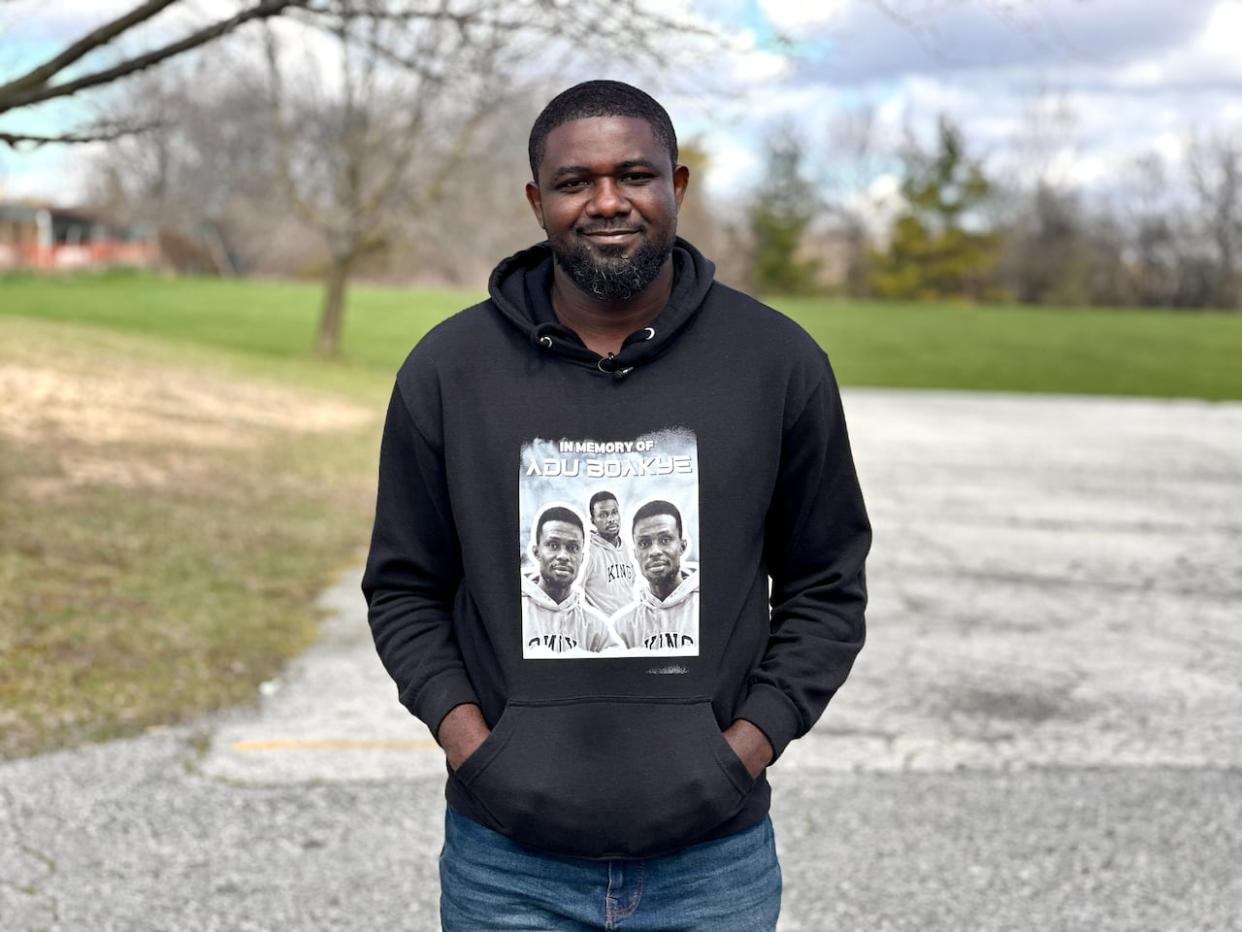 Richardson Adorsu, a friend of Adu Boakye, who was shot and killed randomly two months ago, says he is still in shock about the way Boakye's life was cut short. (Talia Ricci/CBC - image credit)