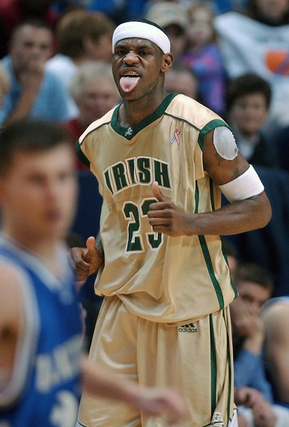 LeBron James scored 46 points in St. Vincent-St. Mary's 84-61 victory over Zanesville on Feb. 14, 2003.