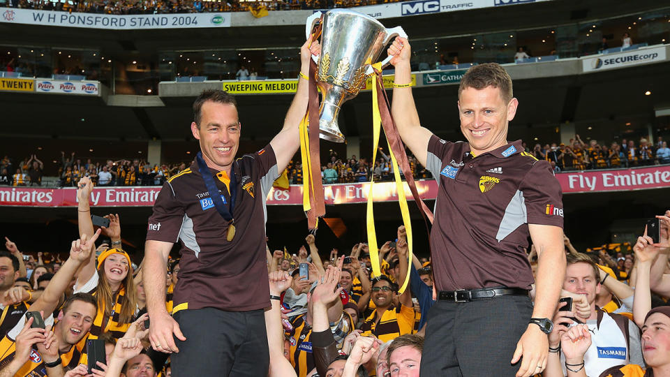 Clarkson and Bolton during their time together at Hawthorn. Pic: Getty