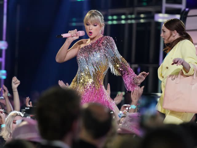 <p>Todd Williamson/NBCU Photo Bank/NBCUniversal/Getty</p> Taylor Swift performs during the 2019 Billboard Music Awards.