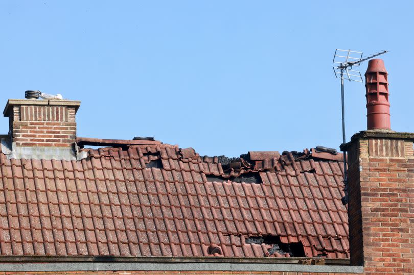 The roof of the Simonside Arms in South Shields after it was damaged in a fire