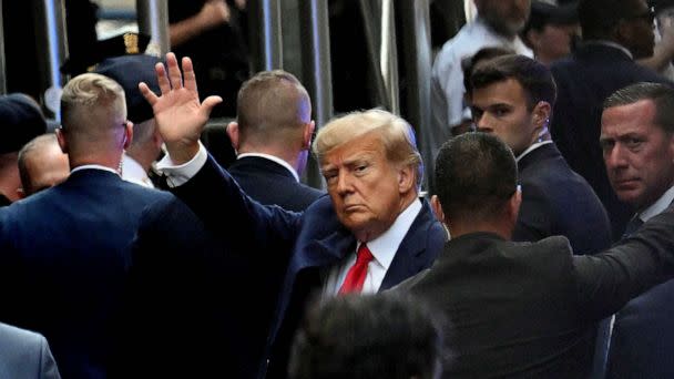 PHOTO: former US president Donald Trump arrives ahead of his arraignment at the Manhattan Federal Court in New York City, April 4, 2023. (Andrew Caballero-reynolds/AFP via Getty Images)