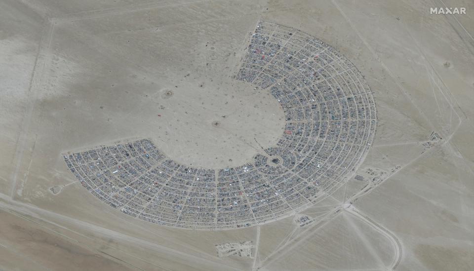 A satellite image showing Burning Man festival (Maxar)