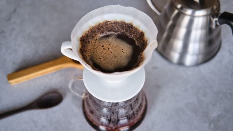 The first pour in pour-over coffee making is called the bloom.