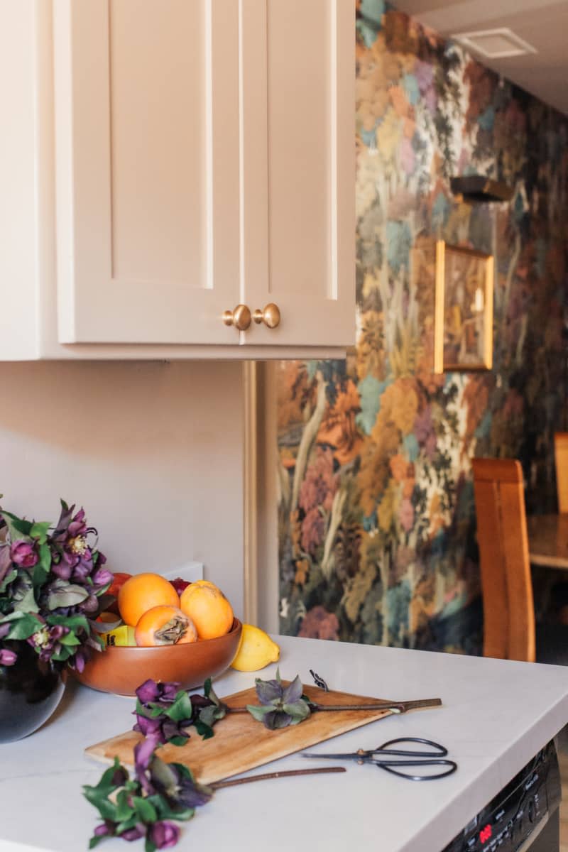 pale neutral cabinets in kitchen