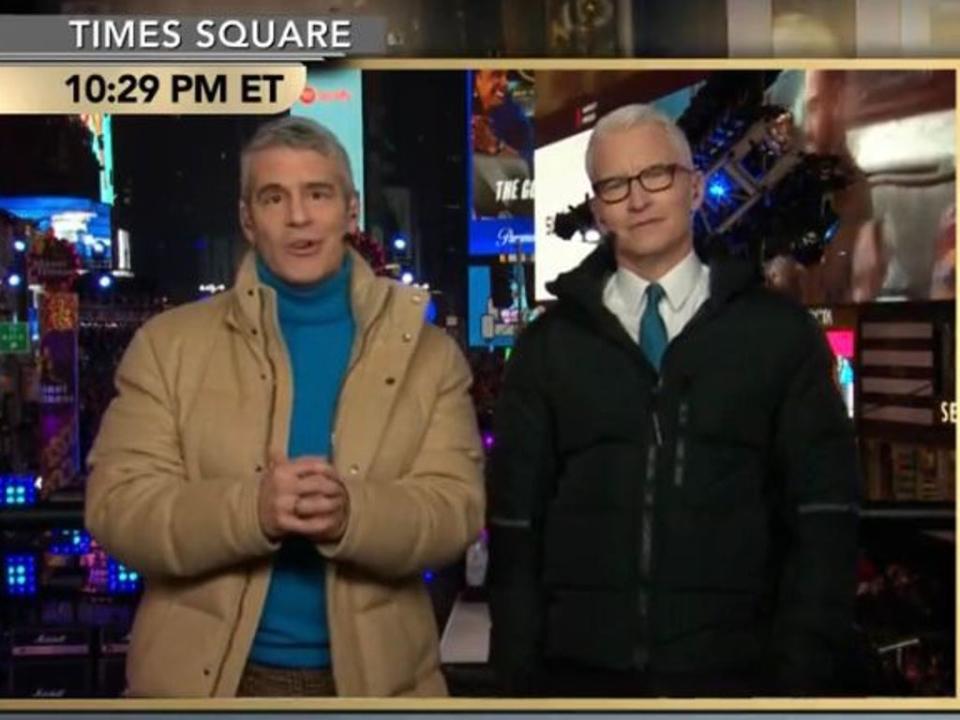 Andy Cohen and Anderson Cooper on New Year’s Eve at Times Square (Screengrab/CNN)