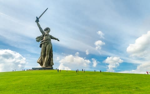 This mighty statue stands guard over Volgograd - Credit: GETTY