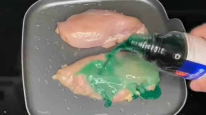 The FDA has warned against the making of “Sleepy Chicken,” a TikTok trend that encourages users to cook their chicken in NyQuil. (Photo: Screenshot/Fox 26 Houston/YouTube.com)