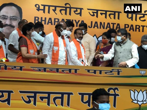 Former Telangana Minister Eatala Rajender joins BJP. (Photo/ ANI)