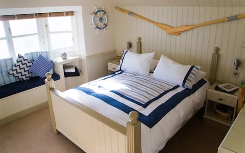 Double bed at the Cricket Inn Hotel, Devon