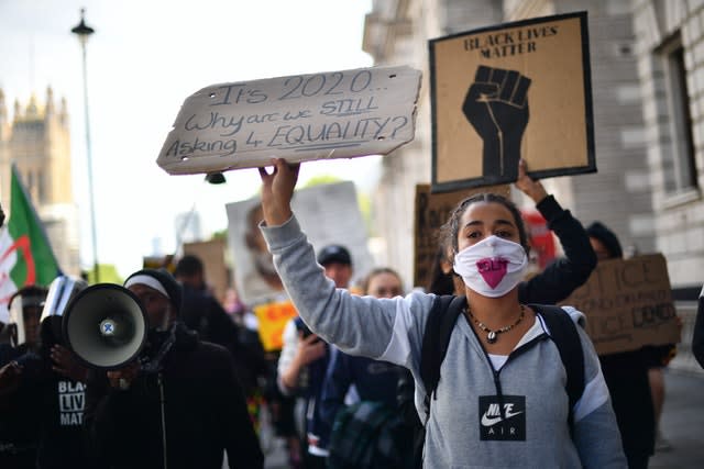 Black Lives Matter demonstrators walking to Downing Street