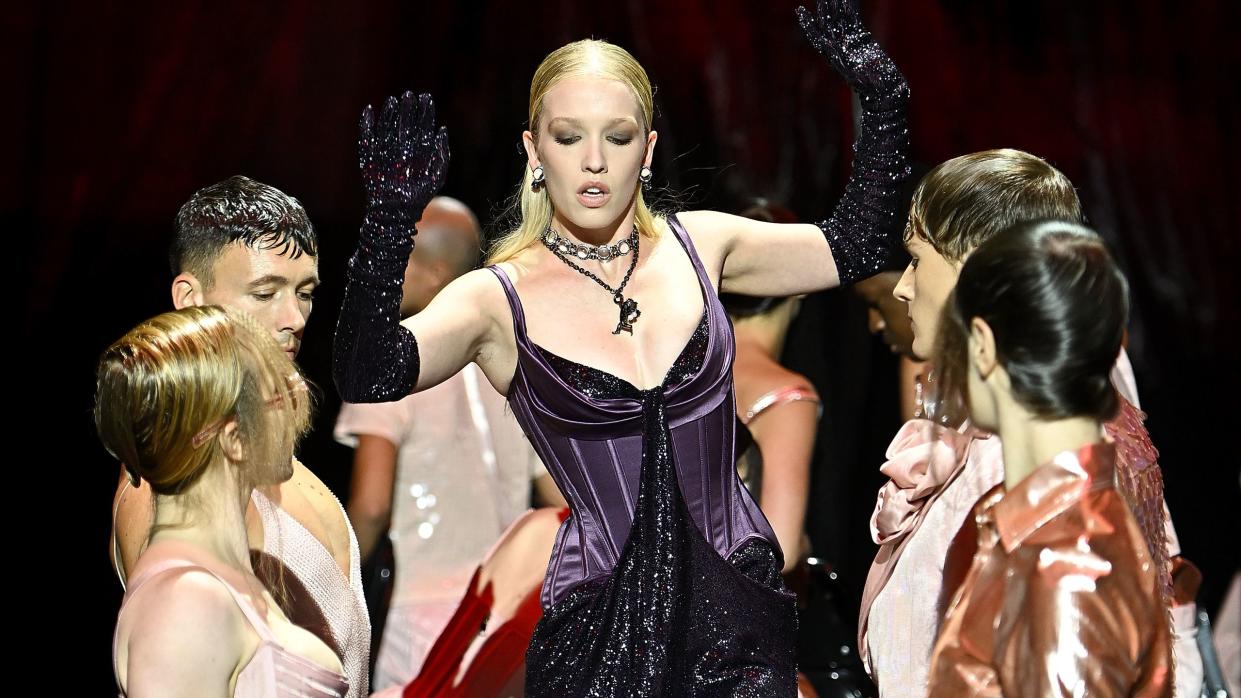 new york, new york september 12 models perform on the runway at the wiederhoeft fashion show during new york fashion week at the la mama experimental theater on september 12, 2023 in new york city photo by steven ferdmangetty images