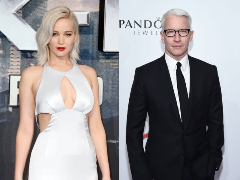 Jennifer Lawrence confronted Anderson Cooper after he said she faked Oscars fall (Getty)