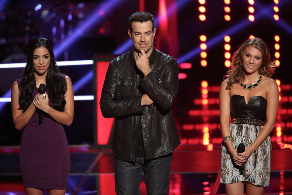 Jordan Pruitt, right, competed on <em>The Voice</em> in 2012. (Photo: Tyler Golden/NBC/NBCU Photo Bank)