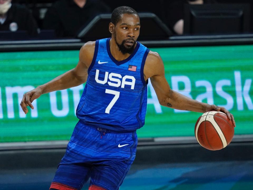 Kevin Durant dribbles for USA Basketball.