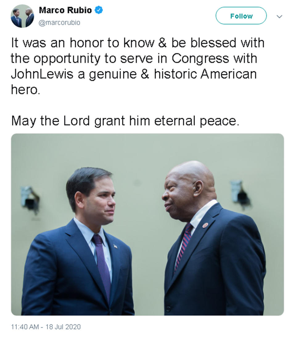 Image: Marco Rubio tweet John Lewis (Marco Rubio via twitter)