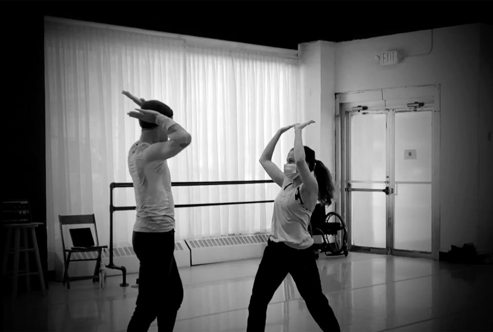 Brian Murphy celebrating with his dancing partner after successfully returning to dance after a traumatic brain injury. (Courtesy Brian Murphy)