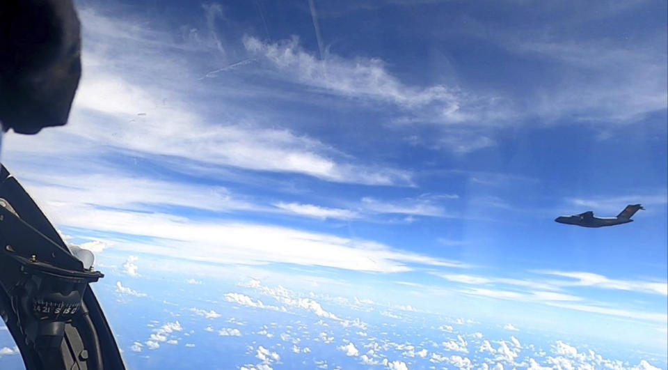 This handout photo from the Royal Malaysian Air Force taken on May 31, 2021 and released on June 1, 2021 shows a Chinese People's Liberation Army Air Force (PLAAF) Xian Y-20 aircraft that Malaysian authorities said was in the airspace over Malaysia's maritime zone near the coast of Sarawak state on Borneo island. (Royal Malaysian Air Force via AP)