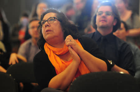 A supporter reacts to polling results at the Alberta New Democratic (NDP) election night party in Edmonton, Alberta, Canada, April, 16, 2019. REUTERS/Candace Elliott