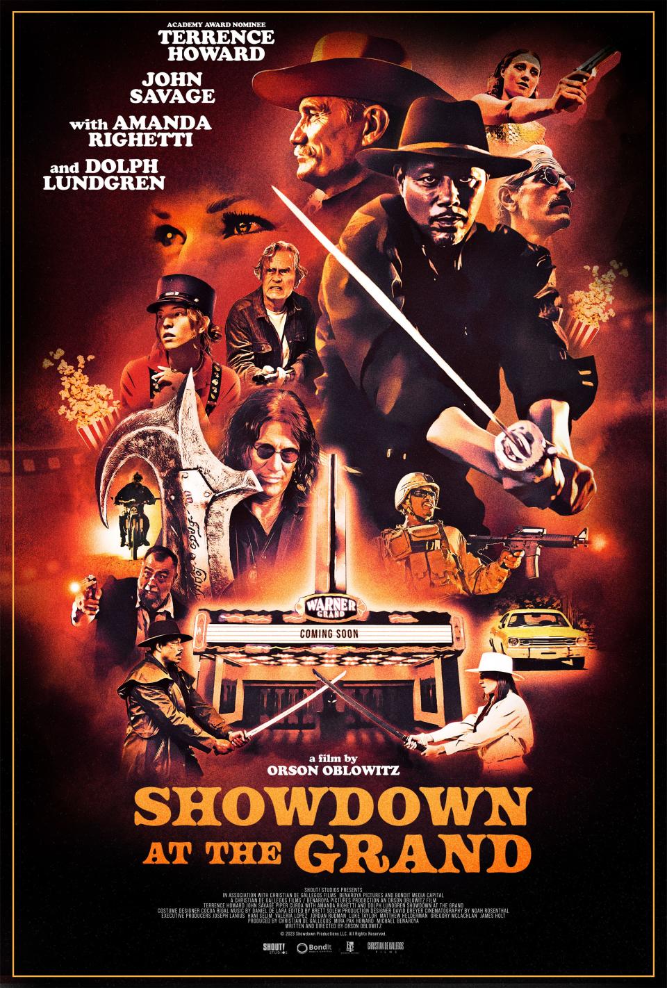 A vivid poster for "Showdown at the Grand."