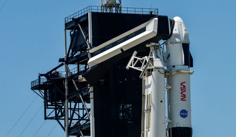 SpaceX Falcon 9 rocket is readied on Pad 39A for mission to ISS