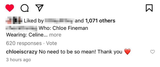 <p>instagram</p> Chloe Fineman comments photo