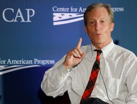 Investor, philanthropist and environmentalist Tom Steyer speaks at the Center for American Progress' 2014 Making Progress Policy Conference in Washington, DC, U.S. on November 19, 2014. REUTERS/Gary Cameron/File Photo