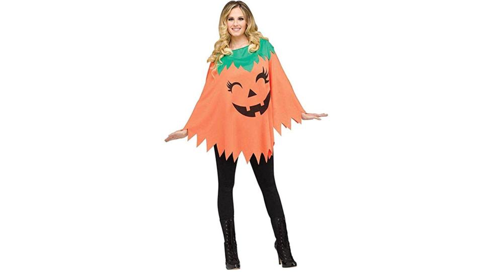 This pumpkin poncho might just look like the one you had as a kid, only bigger.