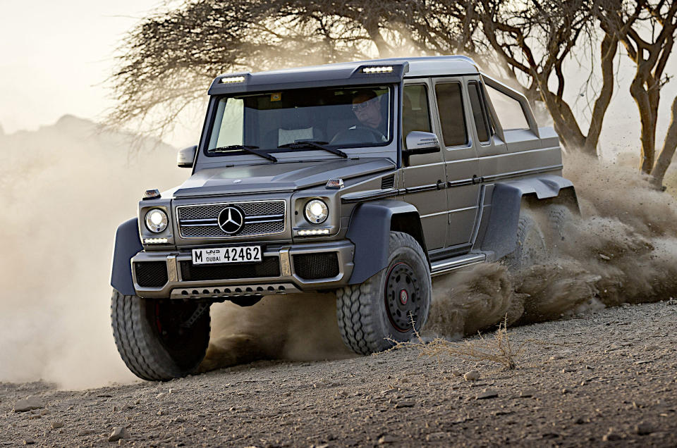 <p>The most powerful G-Class of all has been the G 65 AMG, whose “spectacularly unnecessary twin-turbocharged <strong>6.0-litre</strong> V12”, as we described it, produced <strong>621bhp</strong>. In terms of craziness, though, it takes second place to the G 63 AMG 6x6, even though that vehicle’s <strong>5.5-litre</strong> twin-turbo V8 produced a far more modest <strong>536bhp</strong>.</p><p>As its name indicates, this one had six wheels, all of them driven. The existence of just one example would have been remarkable enough, but in fact Mercedes built and sold more than 100.</p>