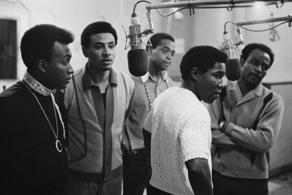 The O'Jays during a recording session in New York City, June 1968.