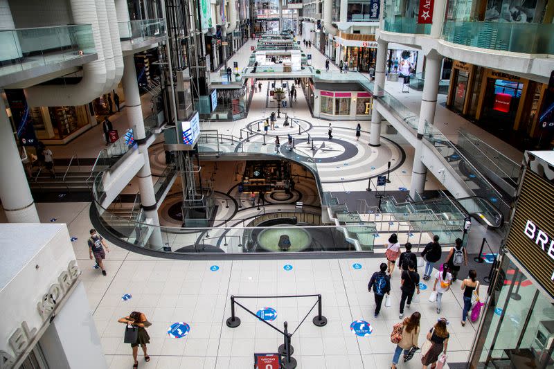 FILE PHOTO: Toronto's Eaton Centre shopping mall in June during Phase 2 of the reopening from the coronavirus disease (COVID-19) restrictions