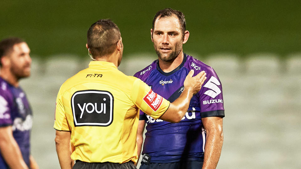 Cameron Smith and the Storm will play their next home game against the Warriors in Sydney after the coronavirus outbreak in Victoria. (Getty Images)