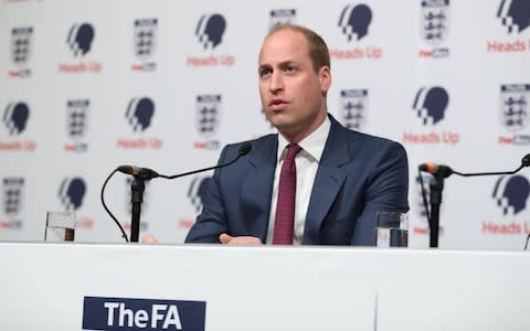 Prince William at the launch of a new mental health campaign at Wembley in May - Credit: CHRIS JACKSON/AFP/Getty Images