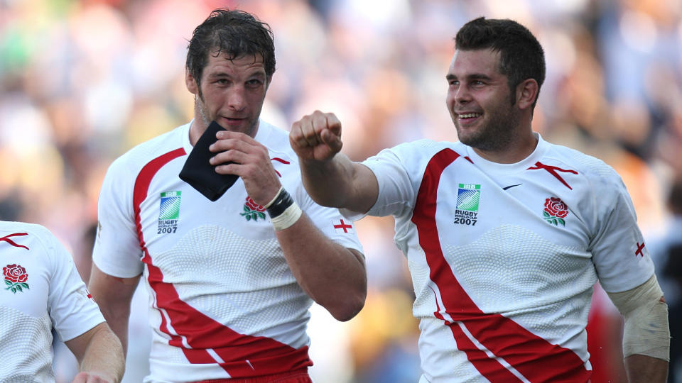 Simon Shaw and Nick Easter at Rugby World Cup 2007. Credit: Alamy