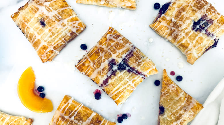 peach blueberry handpies with glaze