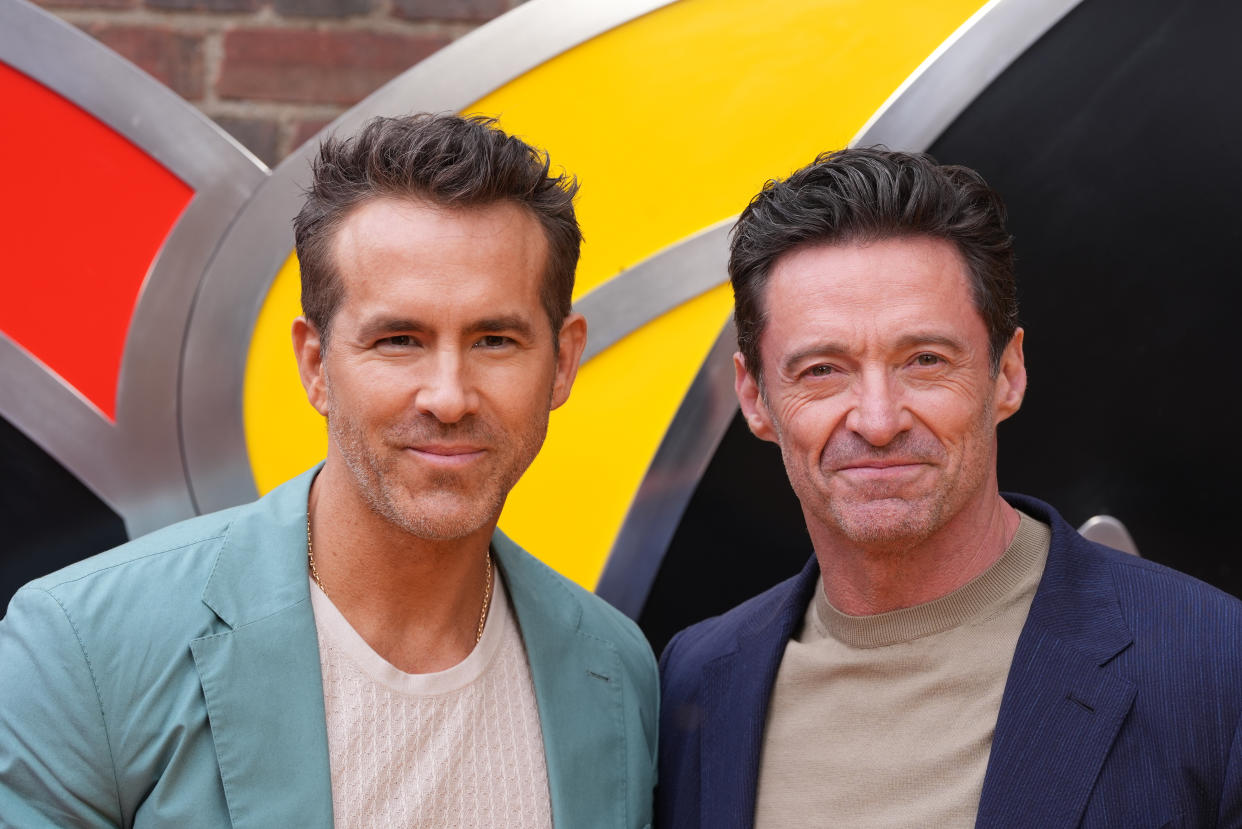Ryan Reynolds and Hugh Jackman attending Deadpool and Wolverine UK sneak peek at Eventim Apollo, London. Picture date: Thursday July 11, 2024. (Photo by Ian West/PA Images via Getty Images)