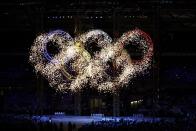 <p>The largest and tallest Olympic Rings were set up for the games and would be illuminated in fireworks in a memorable moment.</p>