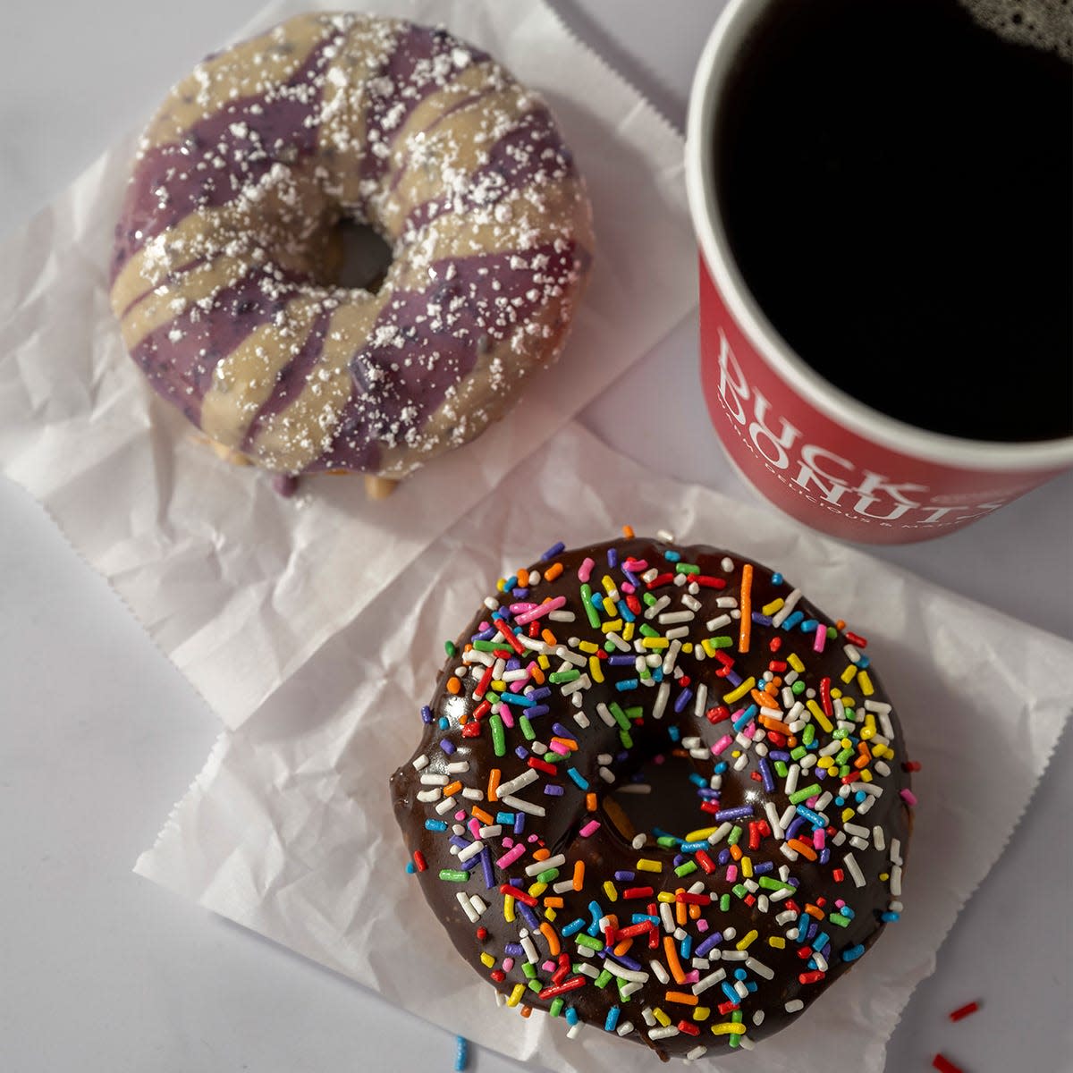 Duck Donuts is offering a free medium hot coffee or cold brew with the purchase of two donuts or a breakfast sandwich. This promotion runs through the end of April.