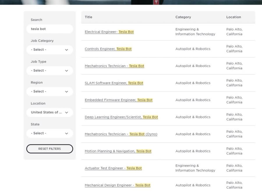 tesla bot job 圖/Tesla