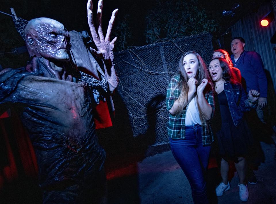 Vecna menaces guests in the "Stranger Things 4" house at Universal Orlando's Halloween Horror Nights.