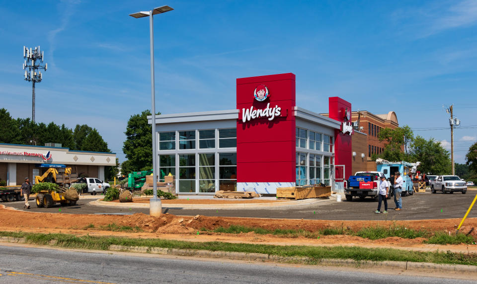 Hickory, NC, USA-15 August 18: A new Wendy's nears completion, with an updated look.