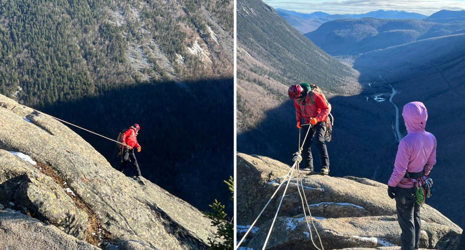 Rescue workers attend to retrieve the body. Source: NH Fish and Game Law Enforcement Division