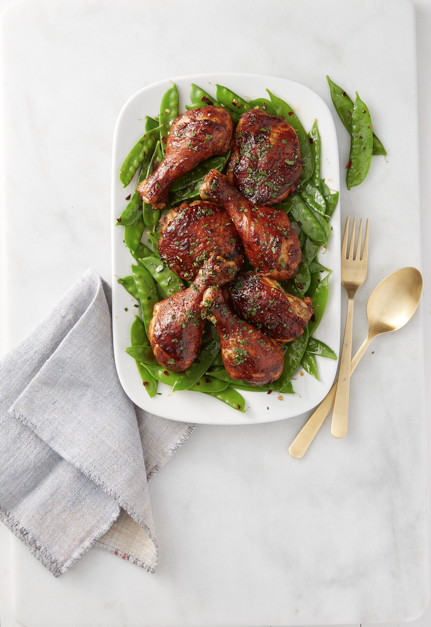 Sweet & Sticky Chicken with Snow Peas