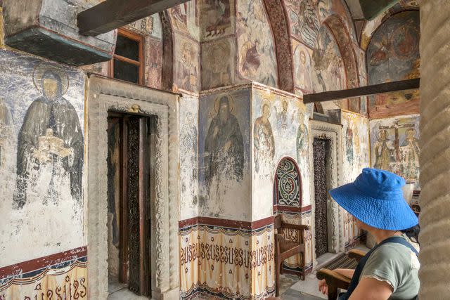 <p>Izzet Keribar/Getty Images</p> Inside the Monastery of St. John the Theologian, on Patmos.