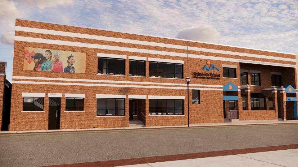 A design rendering of the planned expansion of Sixteenth Street Community Health Centers' flagship clinic at 1032 S. Chavez Drive on Milwaukee's near south side. Health center officials hope construction will be completed by fall of next year.
