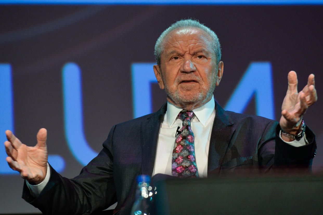 Lord Alan Sugar, Business Titan And Star Of The Apprentice UK, speaks at Pendulum Summit, World's Leading Business and Self-Empowerment Summit, in Dublin Convention Center. On Thursday, January 10, 2019, in Dublin, Ireland.   On Wednesday, 8 January 2020, in Dublin, Ireland. (Photo by Artur Widak/NurPhoto via Getty Images)