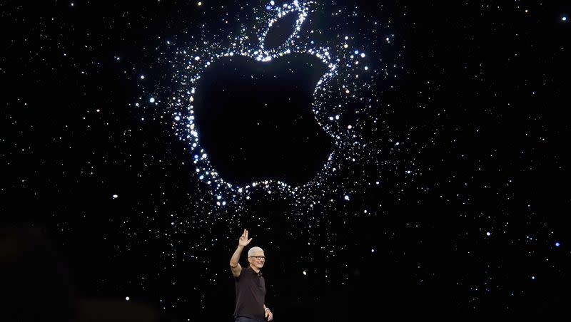 Apple CEO Tim Cook speaks at an Apple event.