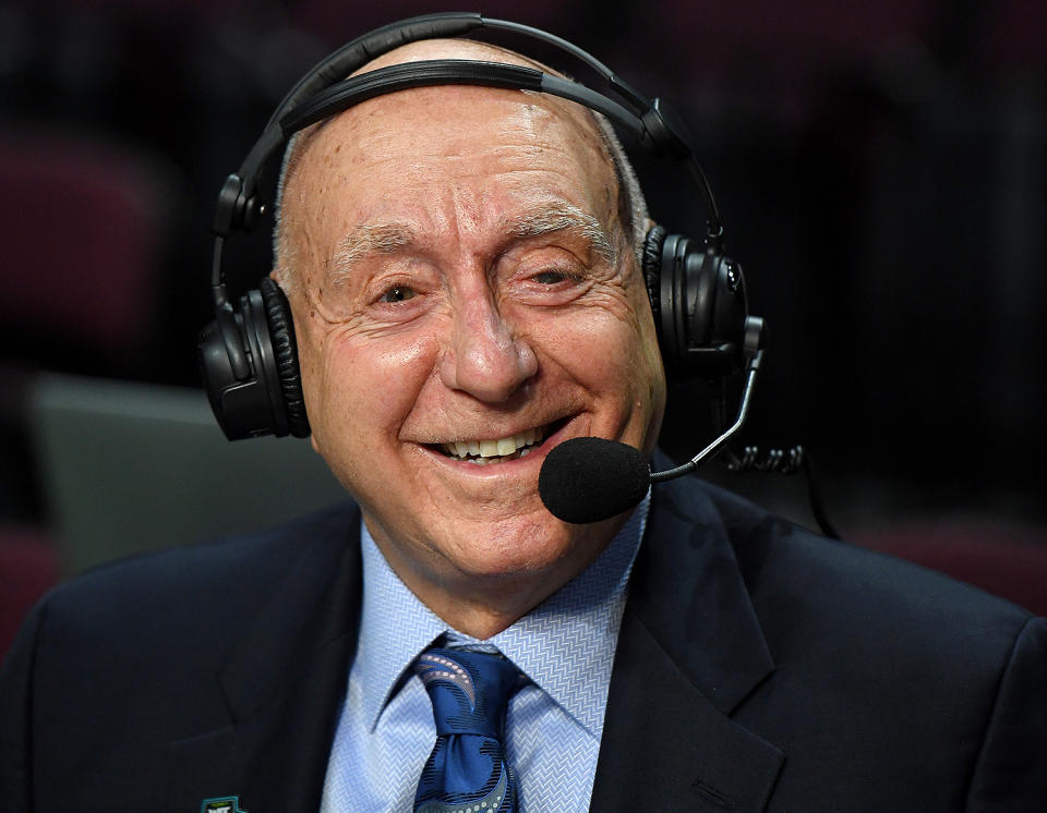 <p>ESPN host Dick Vitale, who has a home in Florida, is a longtime fan of the Buccaneers, and has been celebrating ever since the team won the NFC Championship. "Trust me ... the Bucs will win the Super Bowl," <a href="https://twitter.com/DickieV/status/1354144485261922307" rel="nofollow noopener" target="_blank" data-ylk="slk:he assured in a Twitter video.;elm:context_link;itc:0;sec:content-canvas" class="link ">he assured in a Twitter video.</a></p>